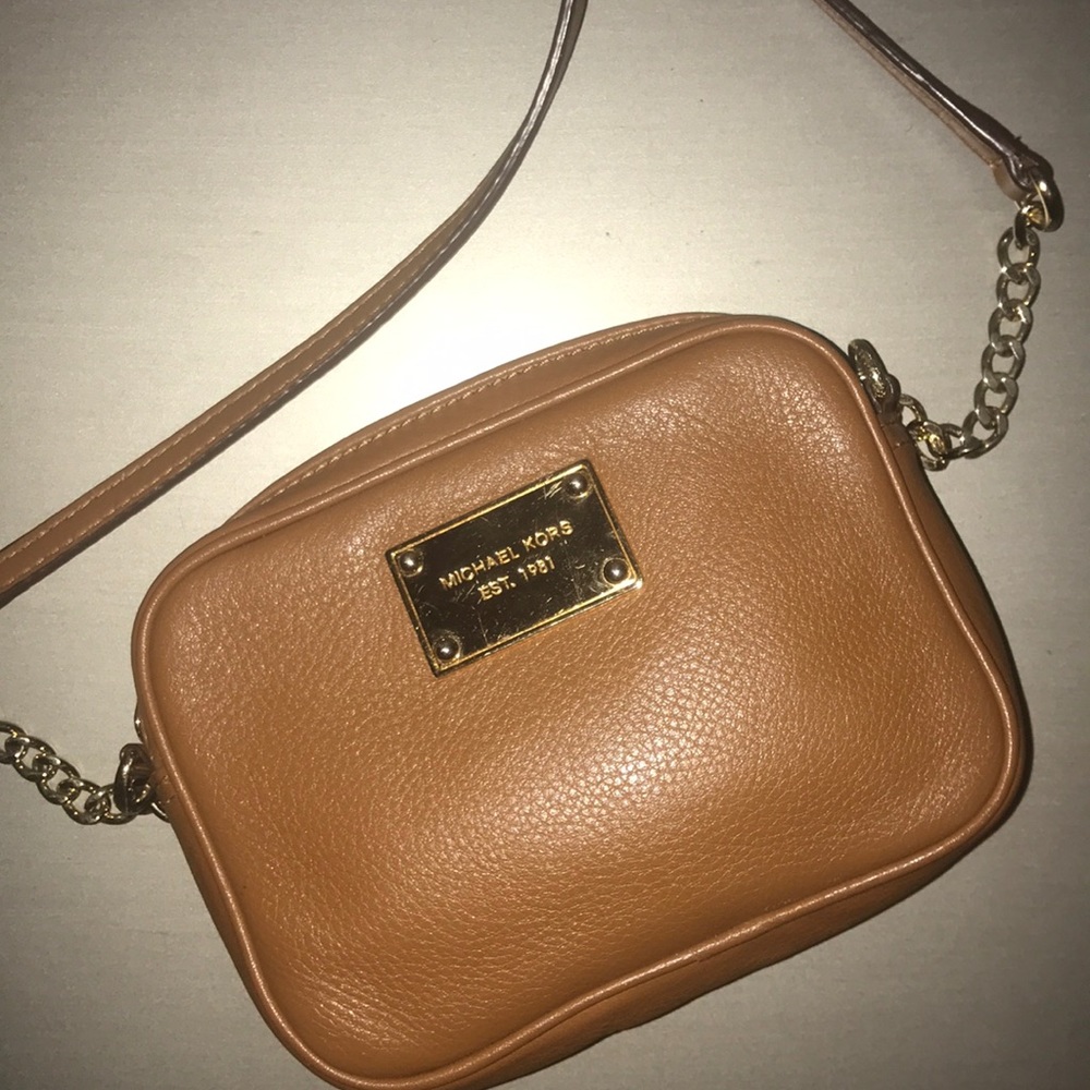 Michael Kors Camel & Gold Crossbody Purse